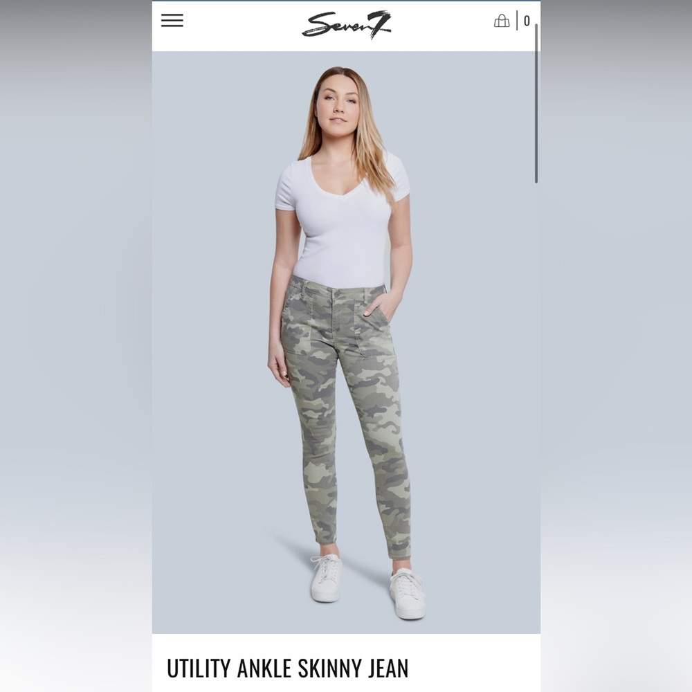 EUC Seven7 Utility Ankle Skinny Army Pattern Pants, Size 8